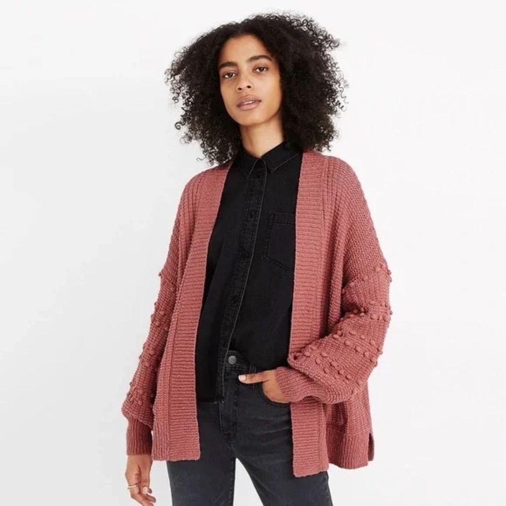 MADEWELL Bobble Cardigan Sweater In Vintage Quartz